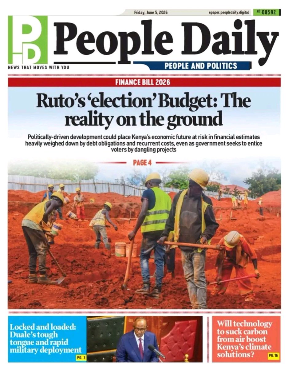 Eric_Kenani's tweet photo. Good Morning,  

Today's bold headlines on our local newspapers; The Standard, Daily Nation, People Daily and Taifa leo.

5 June, 2026

William Ruto https://t.co/2t5vMA2ve8