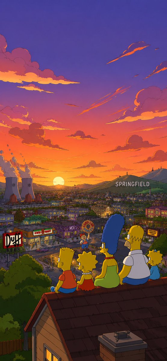 Simpsons Sunset The Simpsons Sunset 🌅💛 A warm and nostalgic wallpaper featuring the ...