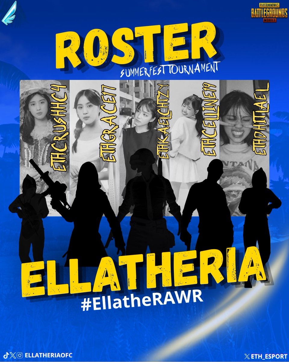 ETH_Esport's tweet photo. 📢ROSTER ANNOUNCEMENT📢

Skill, Strategi dan Kekompakan sangat diperlukan untuk mencapai tujuan✨. Inilah para player yang siap bertanding di laga #SummerFestTournament 🔥

jangan lupa gunakan #EllatheRAWR untuk mendukung teman kita yang bertanding besok🥳 Good luck guyss💪 https://t.co/bTx8COL5P4