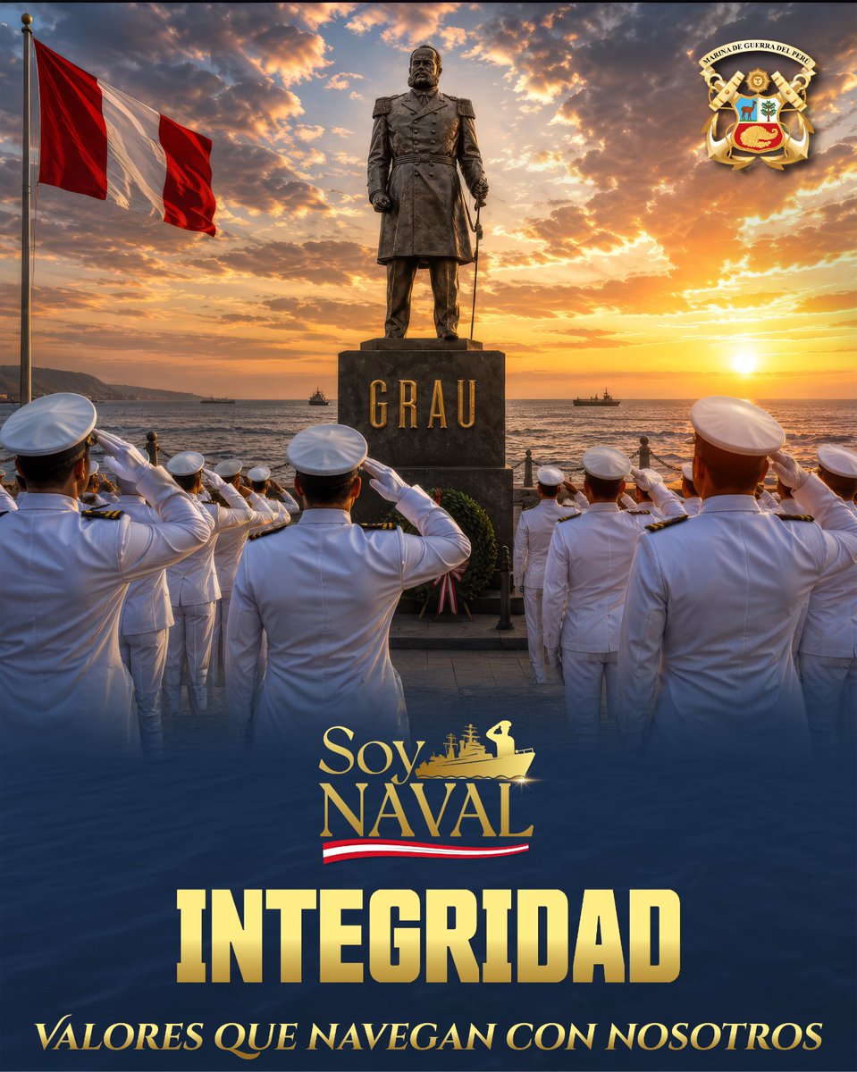 naval_peru's tweet photo. #Integridad Es la entrega y probidad, que en su conjunto, exigen que la persona se comporte o proceda en forma coherente entre lo que piensa, siente, dice y hace. En la vida militar la persona íntegra inspira respeto y confianza.⚓️
#SoyNaval
#ValoresQueNaveganConNosotros https://t.co/9LIrSOsc2J