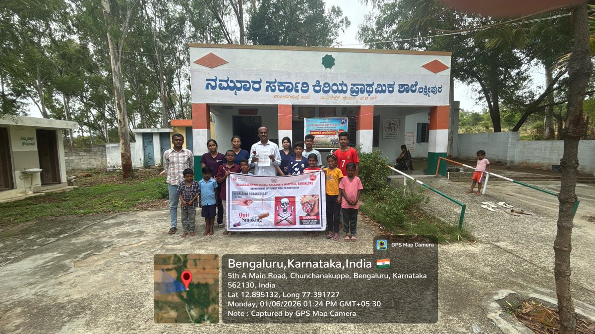 rrdch's tweet photo. 🚭🌍On #World_No_Tobacco_Day_2026, #Department_of_Public_Health_Dentistry, #RRDCH conducted awareness drives in 16 schools, community outreach, #BBMP_Rose_Campaign &amp;vendor education to promote a #Tobacco_Free_Future.💚🚫🚬
#RRDCH #Public_Health #Tobacco_Control #Say_No_To_Tobacco https://t.co/gNbcBQnmOp