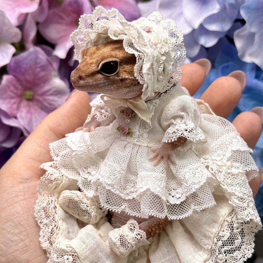 Leopa_A's tweet photo. なんだこれ！
かわいすぎる..😂💕

AIでお願いしてみました👗✨

#ニシアフリカトカゲモドキ https://t.co/RCREzE80JB