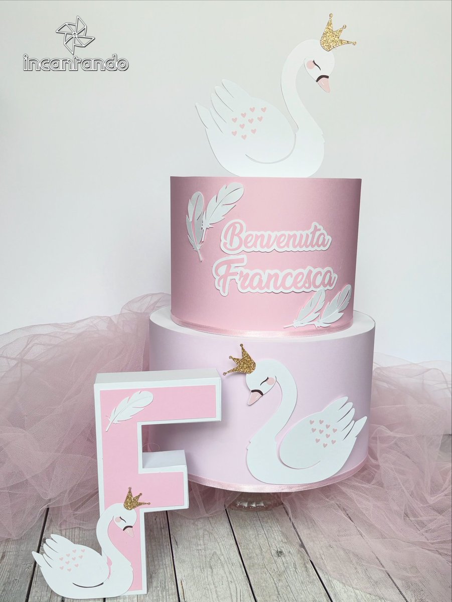 incantando's tweet photo. Party kit tema cigno per la nascita di Francesca -Swan party for newborn girl 

#partykit #tortascenografica #lettera3d #numero3d #tortacigno https://t.co/vBBTJBLTj9