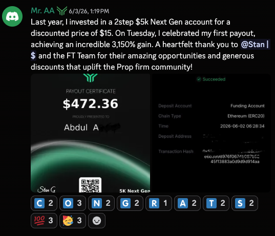 fundingtraders's tweet photo. Trader Abdul received a $472 payout

Yes it's NOT a 5 figure payout

BUT

He bought an account for $15 (when we had really crazy deals)

$15 turned to $472

But this is not about the payout.

It's about the skillset and disciplined he earned when he committed to purchase the $15 account.