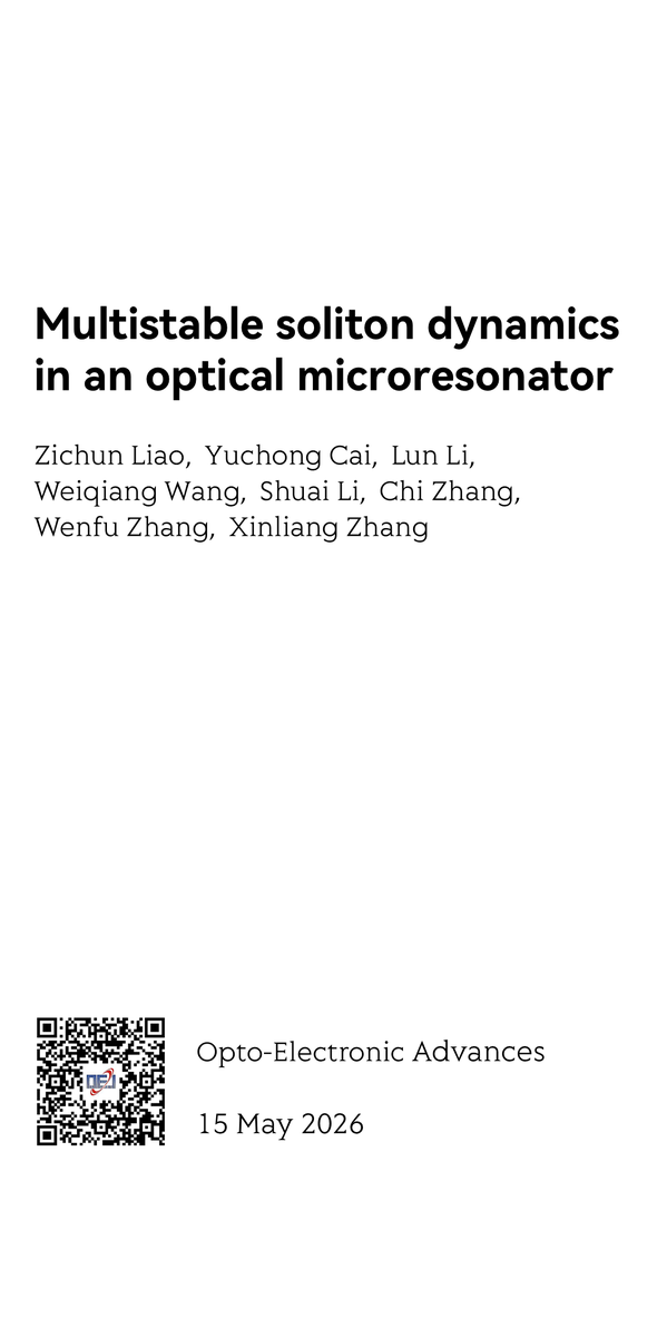 pubcard_net's tweet photo. "Multistable soliton dynamics in an optical microresonator" is featured on PubCard @OptoElectronAdv Full-length paper available at https://t.co/hm7WcQk44D https://t.co/n1wdi8uoQk