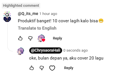 HaliChrysaora's tweet photo. Kamu tantang, aku jabanin 👍
100 likes di post ini, bulan depan aku rilis cover 20 lagu dalam sehari https://t.co/tWnzm04J0T