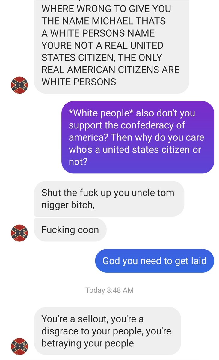 Olobby5's tweet photo. @google075335976 @AkuuSorcerer The last person who called me a coon was a white supremacist. Seems like you and them have something in common https://t.co/G5jx614Ay9