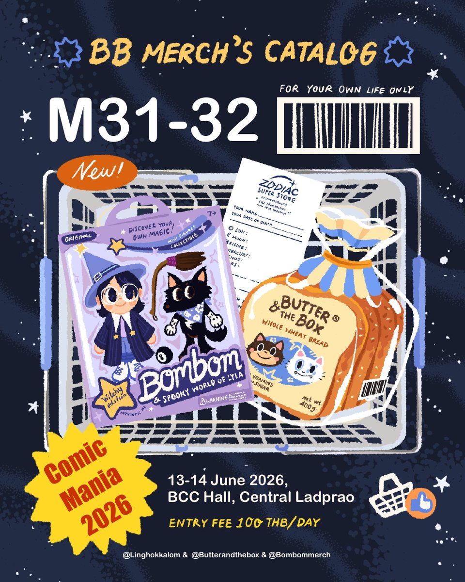 Linghokkalom's tweet photo. Catalog มาแล้วค่า
รอบนี้เราไปแสตนบายฝั่ง comic mania โซนลาดพร้าวทั้ง 2 วันเลย

บูธ M31-32 BB Merch by Linghokkalom
@comicmaniaTH

📅Date: 13-14 June 2026
⏰Time: 10:00 AM - 6:00 PM
📍Venue: BCC Hall, 5th floor, Central Ladprao
🎟️Entrance Fee: 100 THB/person/day

#ComicMania1 #CM1 https://t.co/lHFit3Y2uz