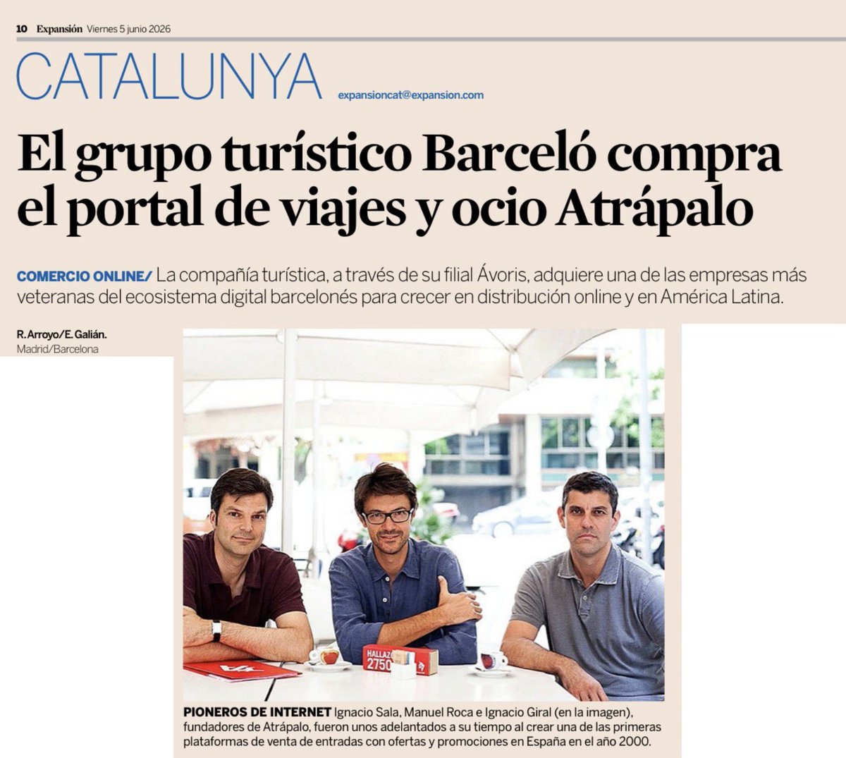 davmiranda's tweet photo. El grupo Barceló compra Atrápalo (f. 2000), una de las startups pioneras del sector digital de Barcelona.

En 2007, asesoré a Tiger Global (🇺🇸) en su entrada en el capital. 

Fue mi primera operación en una subpráctica (muy peculiar) del M&A, que más adelante descubrí se llamaba “venture capital.

[Como nota curiosa, mientras estábamos a punto de cerrar la ronda de Atrápalo, Lee Fixel –el joven socio de Tiger que dirigía la nueva división de VC– me mandó a Madrid, para meterme en otra ronda, esta vez en la madrileña Idealista –donde, por cierto, acabé conociendo a quien hoy es uno de
mis mejores amigos del sector, Javier Cebrián de Bonsái–]

Pero volviendo a Atrápalo, en 2019, el equipo fundador acordó un (inusual) buy-back de la participación Tiger y volvió a hacerse con el 100% de la compañía. 

En 2024 (últimas cuentas públicas) la
empresa facturó casi €100M.

Hoy se anuncia su venta a Barceló.

Fin de ciclo.