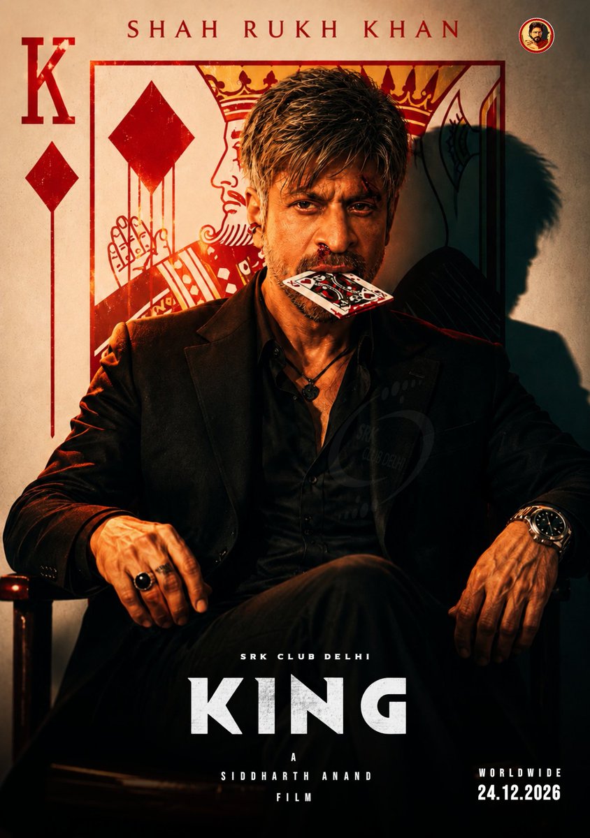 SRKClubDelhi's tweet photo. ๐ The cards may change and the game may change, but the King always remains the #KING ๐๐ฅ
24.12.2026 The throne awaits
@iamsrk @justSidAnand
#ShahRukhKhan #KingTitleReveal https://t.co/jCpUMBF2ju