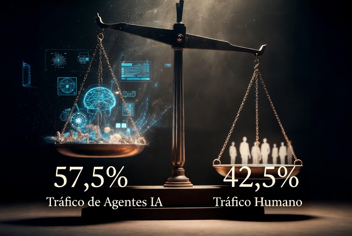 KoiosTruth's tweet photo. 🚨ÚLTIMA HORA: Por primera vez en la historia de Internet, el tráfico generado por agentes ha superado al tráfico humano en línea (57,5% vs 42,5%), según Cloudflare Radar. https://t.co/VkCajKt8e4