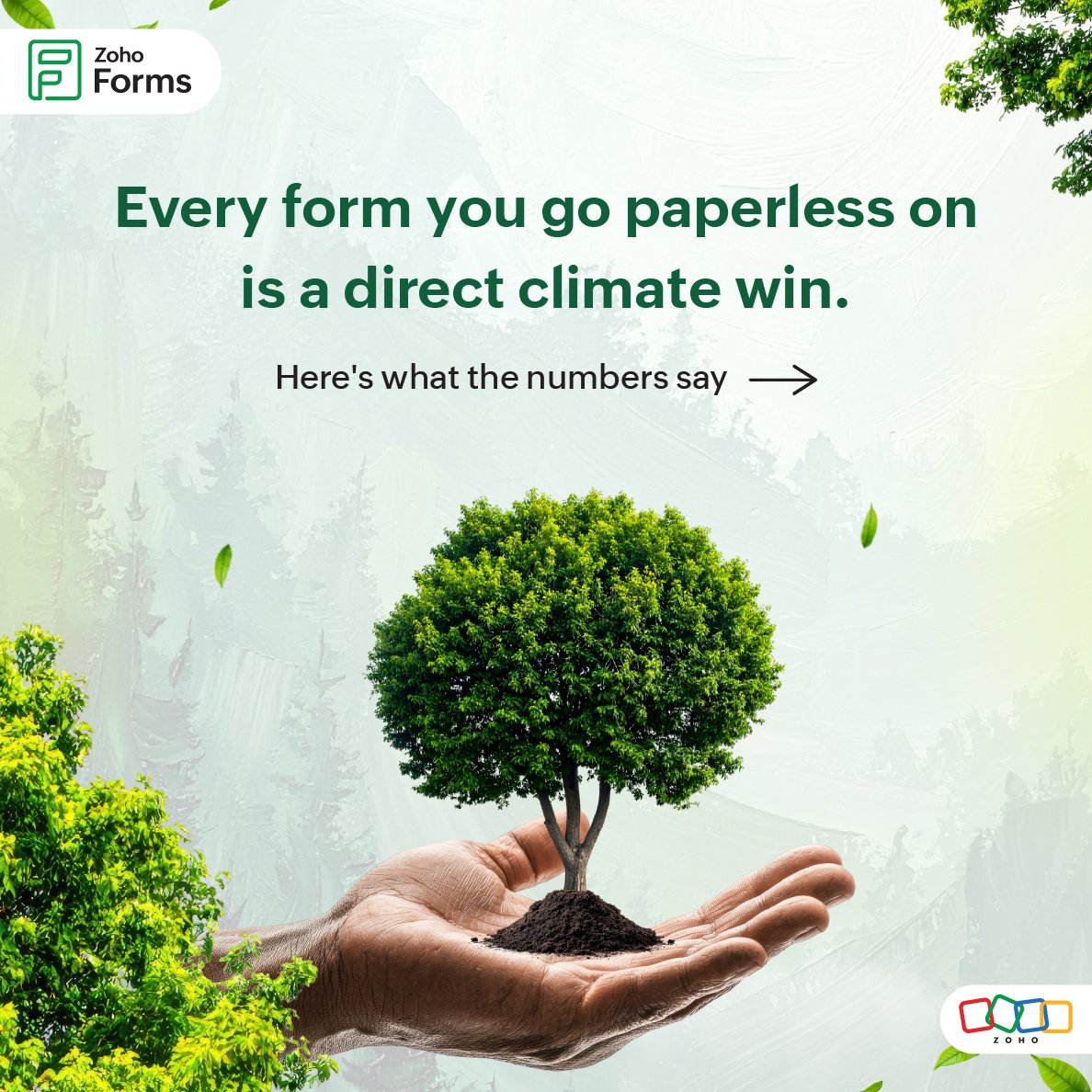 ZohoForms's tweet photo. The planet is sending signals, and it's time to send a positive one back. This #WorldEnvironmentDay, let's rethink how our businesses operate.
Go digital, reduce your footprint, and protect our future.
#NowForClimate #Sustainability #ZohoForms https://t.co/qyMM0jJNxj