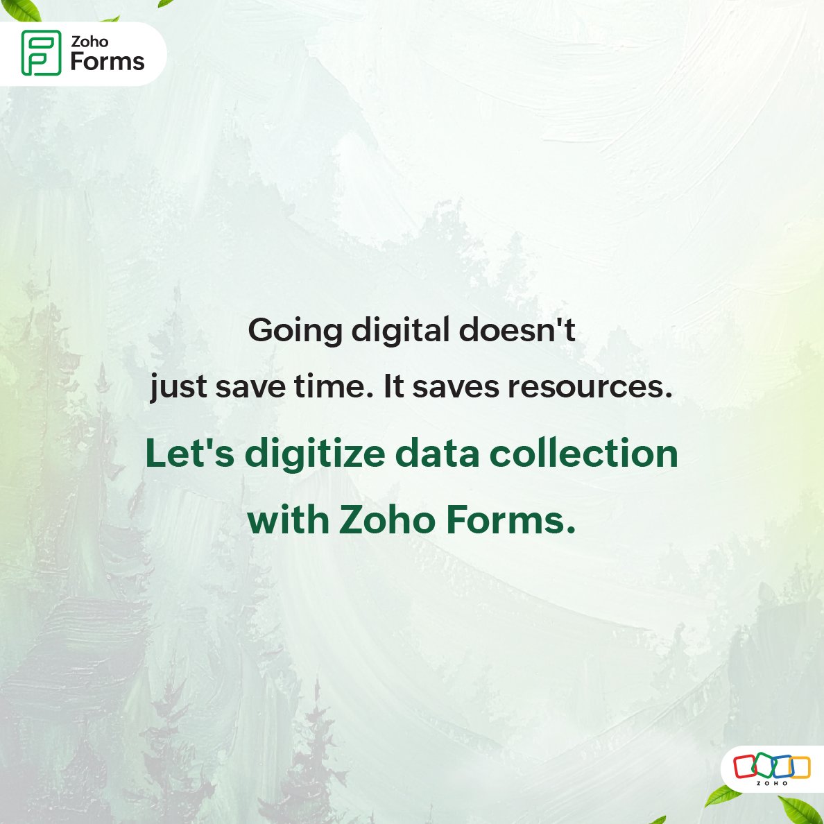 ZohoForms's tweet photo. The planet is sending signals, and it's time to send a positive one back. This #WorldEnvironmentDay, let's rethink how our businesses operate.
Go digital, reduce your footprint, and protect our future.
#NowForClimate #Sustainability #ZohoForms https://t.co/qyMM0jJNxj