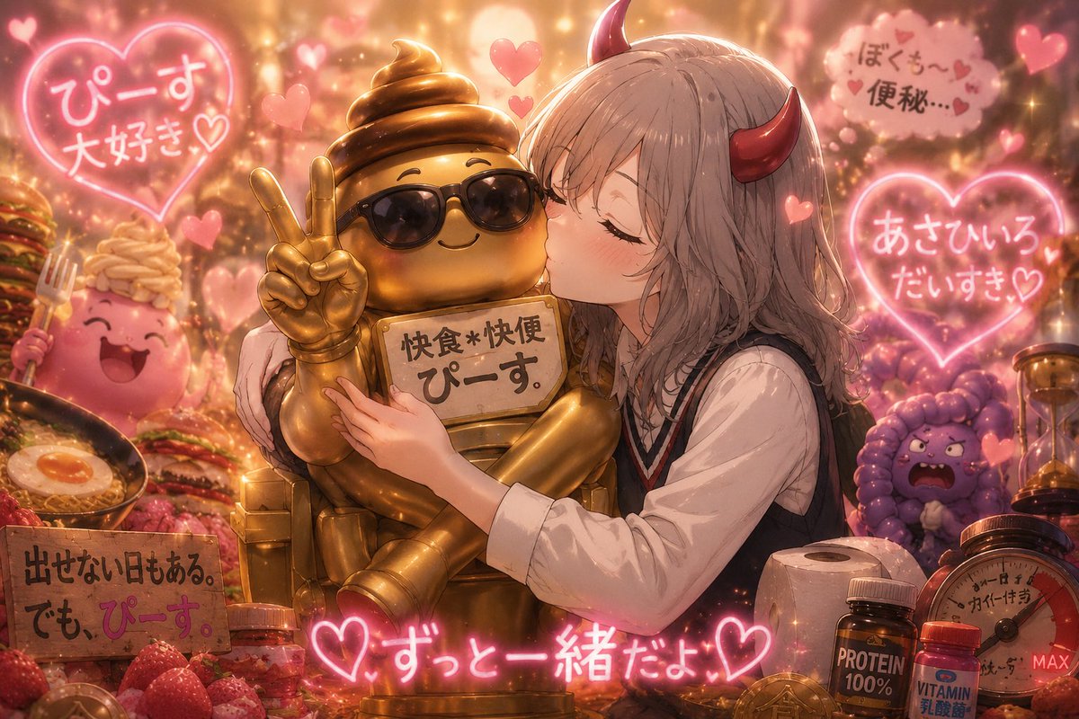 fomorehi's tweet photo. @Asahi_iro16 @TheSidekick17 私利私欲のために、2人のラブラブ画像生成したら、あさひが💩に💋してる画像ができてしまいました謝罪 https://t.co/IxdRg2wUjQ