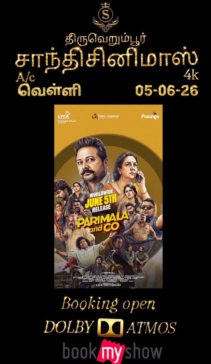 ShanthiCinema5's tweet photo. #ParimalaandCo
#ParimalaAndCofromjun5
#Jayaram
#YogiBabu 
#bookmyshow
#trichycinema
@ShanthiCinema5 https://t.co/NAtQRwWLlX