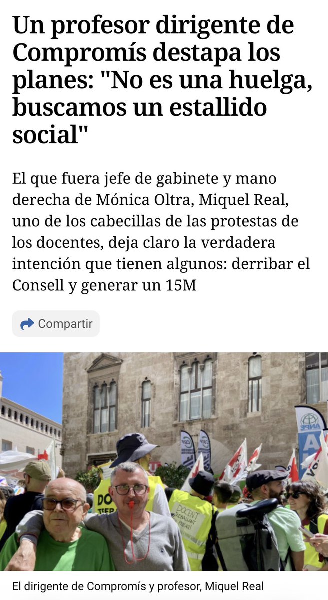 Pableraso's tweet photo. No se podía saber 

Un profesor dirigente de Compromís destapa los planes: "No es una huelga, buscamos un estallido social" https://t.co/hIhulnJI6l