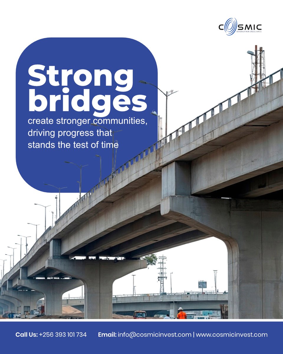 Cosmic_Ug's tweet photo. We build bridges that connect communities, drive progress, and stand the test of time. Delivering strong, reliable, and expertly engineered infrastructure solutions for lasting impact. Contact us for your next project on 0393101734
Email: info@cosmicinvest.com
#BridgeConstruction https://t.co/YsSGzhHYjf