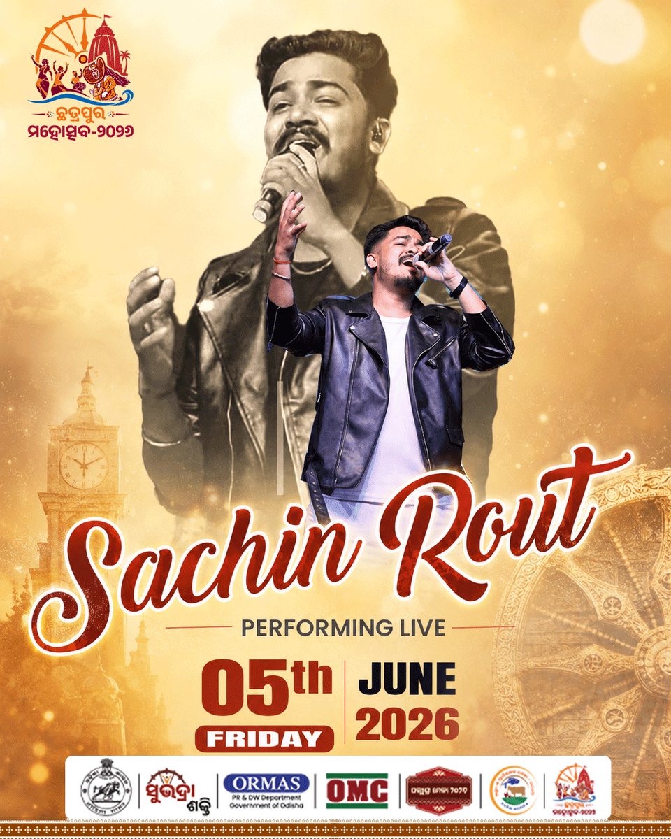 Mahotsav2026's tweet photo. 💥 Live Today 💥

The excitement continues at Chatarpur Mahotsav!

Join us tonight for a special evening with Singer Sachin Rout , bringing his charm and energy to the celebration. ✨🎭

Be there and make the evening memorable!

#Chatarpurmahotsav2026 https://t.co/UXTEnelh2f