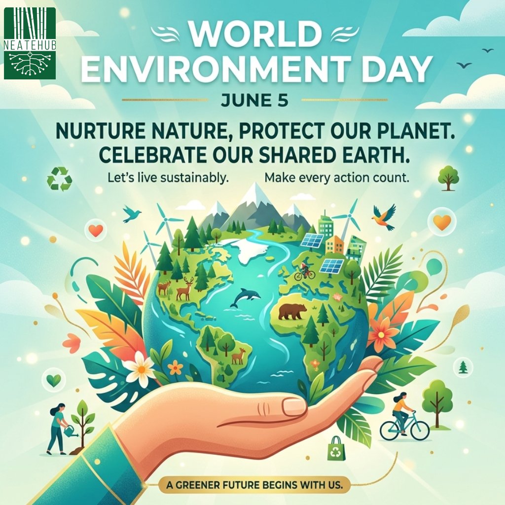 Neatehub1's tweet photo. The Earth does not belong to us; we belong to the Earth. Let’s protect our only home. 
Happy World Environment Day. https://t.co/MrnHna6mBI