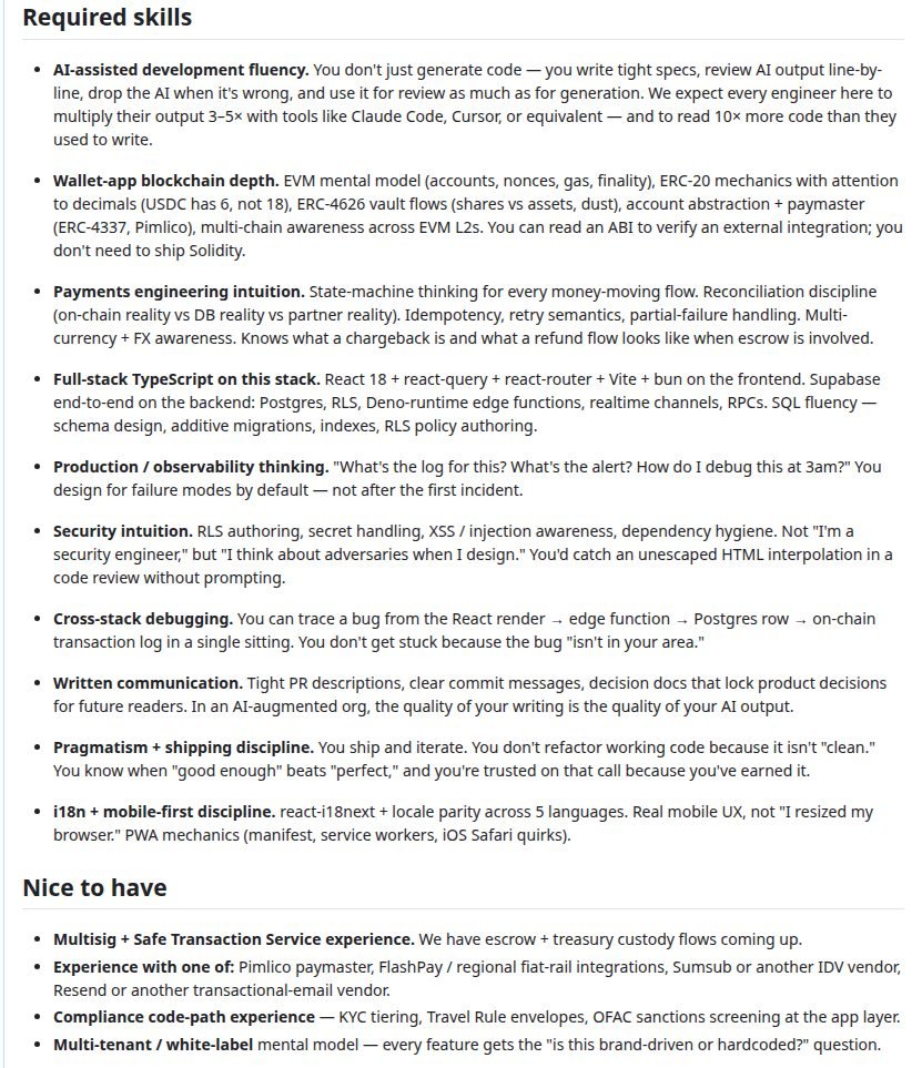 sleepbuildrun's tweet photo. [POOLING] Looking for software engineers with skills below. High-potential startup in global crypto+fintech space.

AI-assisted fresh grads / students with skills in Web3/Fintech are encouraged to apply.

Send resume + portfolio to mark@artisam.xyz https://t.co/wJsZN79u0h