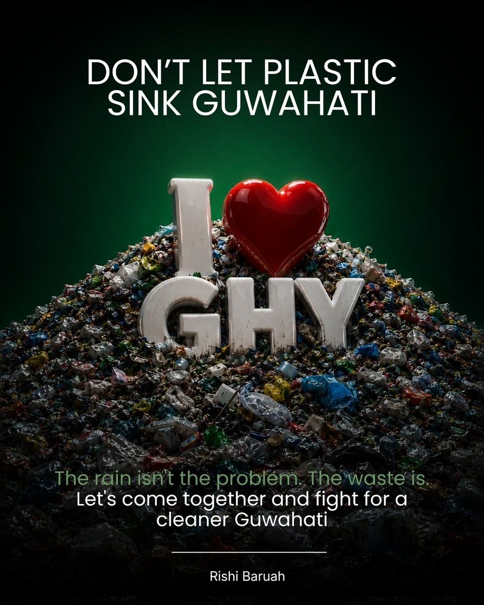 rishi_baruah's tweet photo. When we clog our city's drains with plastic, we are not just littering, we are building the dams that flood our own homes.
This World Environment Day, let’s stop the ‘Waste Flood.’ Disposal is not just about cleanliness, it’s about safety.
#worldenvironmentday #beresponsible #guwahati #guwahaticity