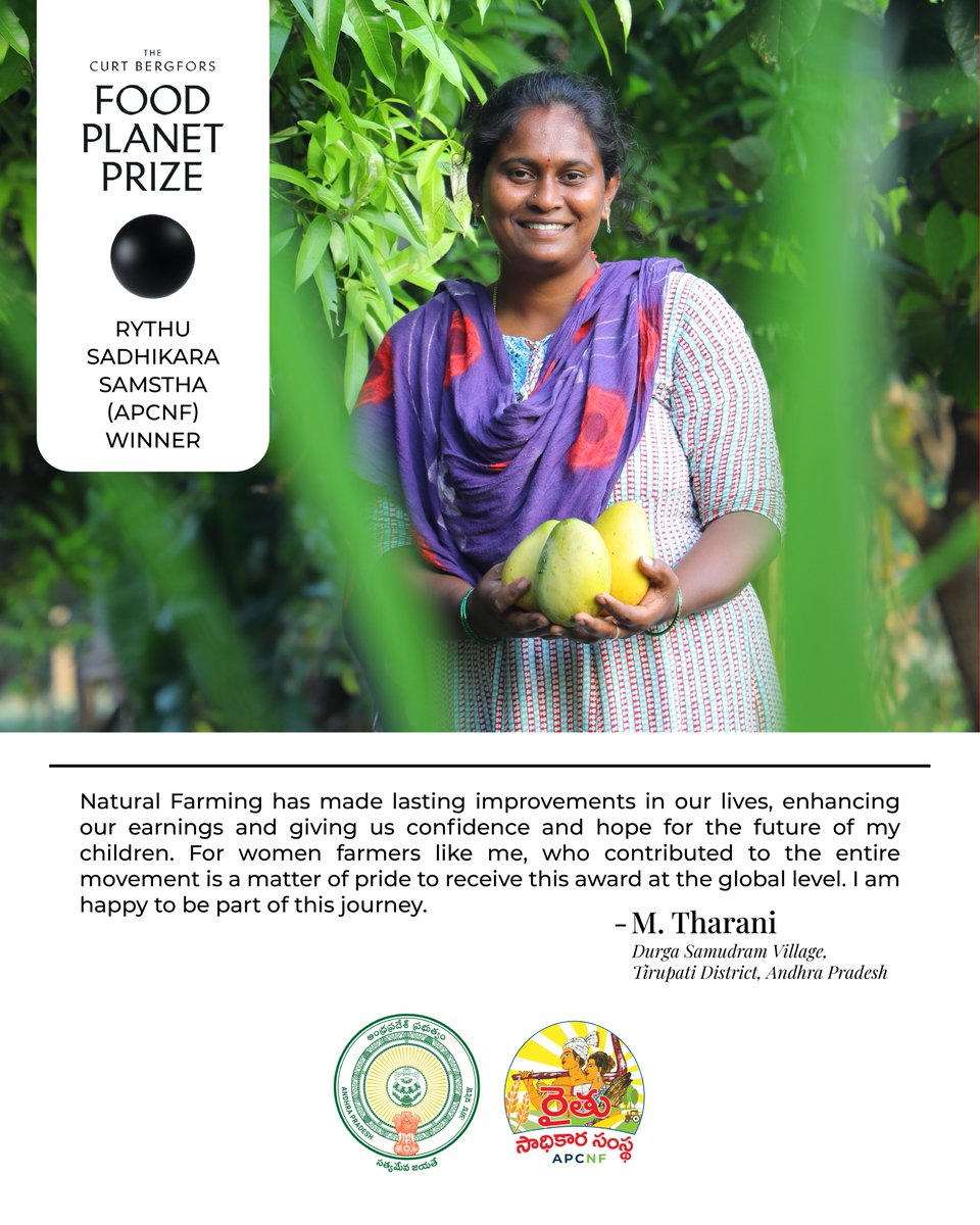 APZBNF's tweet photo. Farmers like Tharani benefited from #NaturalFarming adoption as it revived the local economy. It arrested migration to a large extent due to year round engagement in farming.

Farmers achieved higher yields from the first year of adoption. By moving away from seasonal monocropping to diverse 365 day farming systems, Natural Farming helps farmers earn income throughout the year. Multiple crops, livestock, and local value chains reduce risk and improve economic resilience.

@vijaythallam @AndhraPradeshCM @ap_agriculture @rajbudithi65 @NITIAayog @gaspworld @futureoffoodorg  @WomenStrike @GroundswellInt  @Grffn_CIC @AgriGoI @PMOIndia @icarindia @FoodPlanetPrize 

#RuralLivelihoods #SustainableAgriculture #Agroecology #365DayFarming #DiversifiedFarming #FarmEconomy #IncomeSecurity #RuralDevelopment #SmallholderFarmers #FoodSystemsTransformation #NaturePositiveAgriculture #EconomicResilience #FarmerEmpowerment #LivingSoils #FoodPlanetPrize