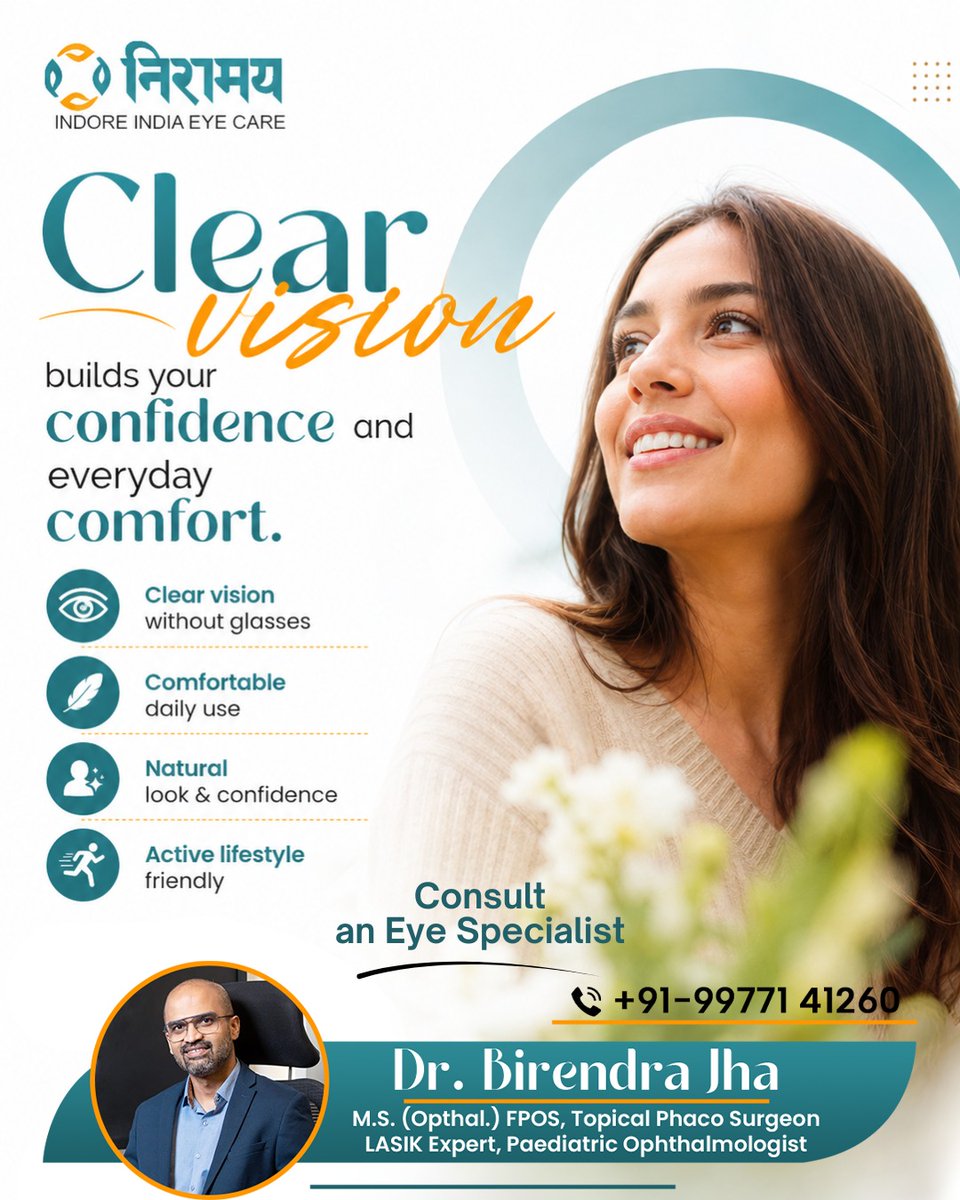 EyeIndore's tweet photo. Clear vision does more than improve your eyesight—it enhances your confidence, comfort, and quality of life every single day.
Contact us: +91 99771 41260
Visit us: https://t.co/1PFaSoHNKL
..
..
#ClearVision #EyeCare #VisionConfidence #HealthyEyes #EyeSpecialist https://t.co/v9jpoIMIHF