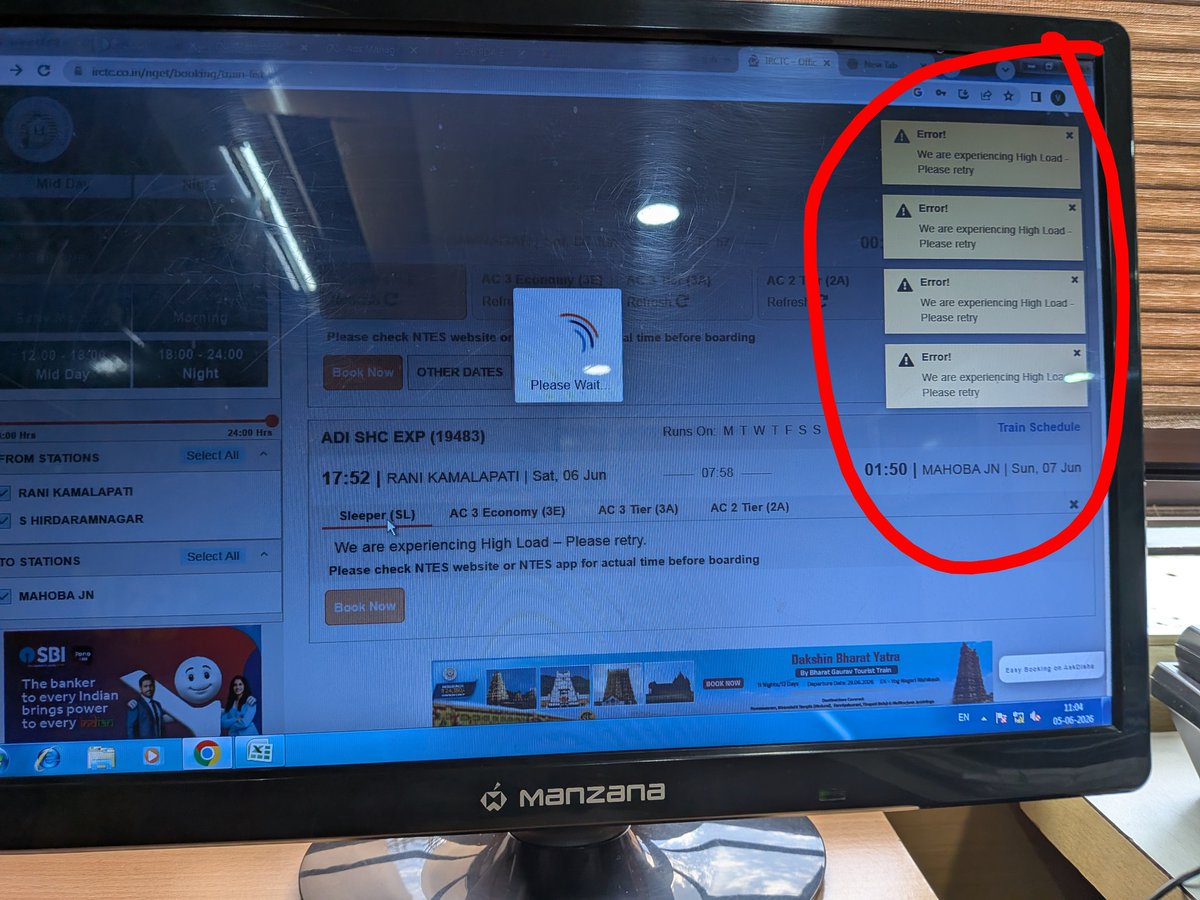 v_k_p's tweet photo. @IRCTCofficial @AshwiniVaishnaw @RailMinIndia @PMOIndia 
Just after tatkal time start IRCTC daily soap drama started...... wonderful keep it up.... We are moving towards AI era and will be vishwaguru soon.... Earlier I have posted such type of issues also.... https://t.co/FpQBptpFtI