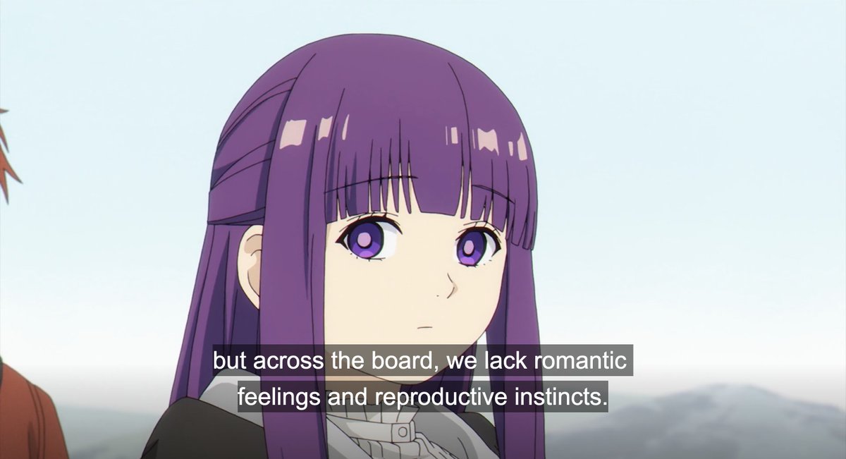CrashDunning's tweet photo. @RavenLover94 @FRIERENanime_ She quite literally says they lack romantic and sexual feelings and desires. They biologically and inherently do not want to have relationships and sex with other people. That is the literal definition of aromantic and asexual. The lore of why elves are like that is irrelevant. https://t.co/X4ymmVLhow