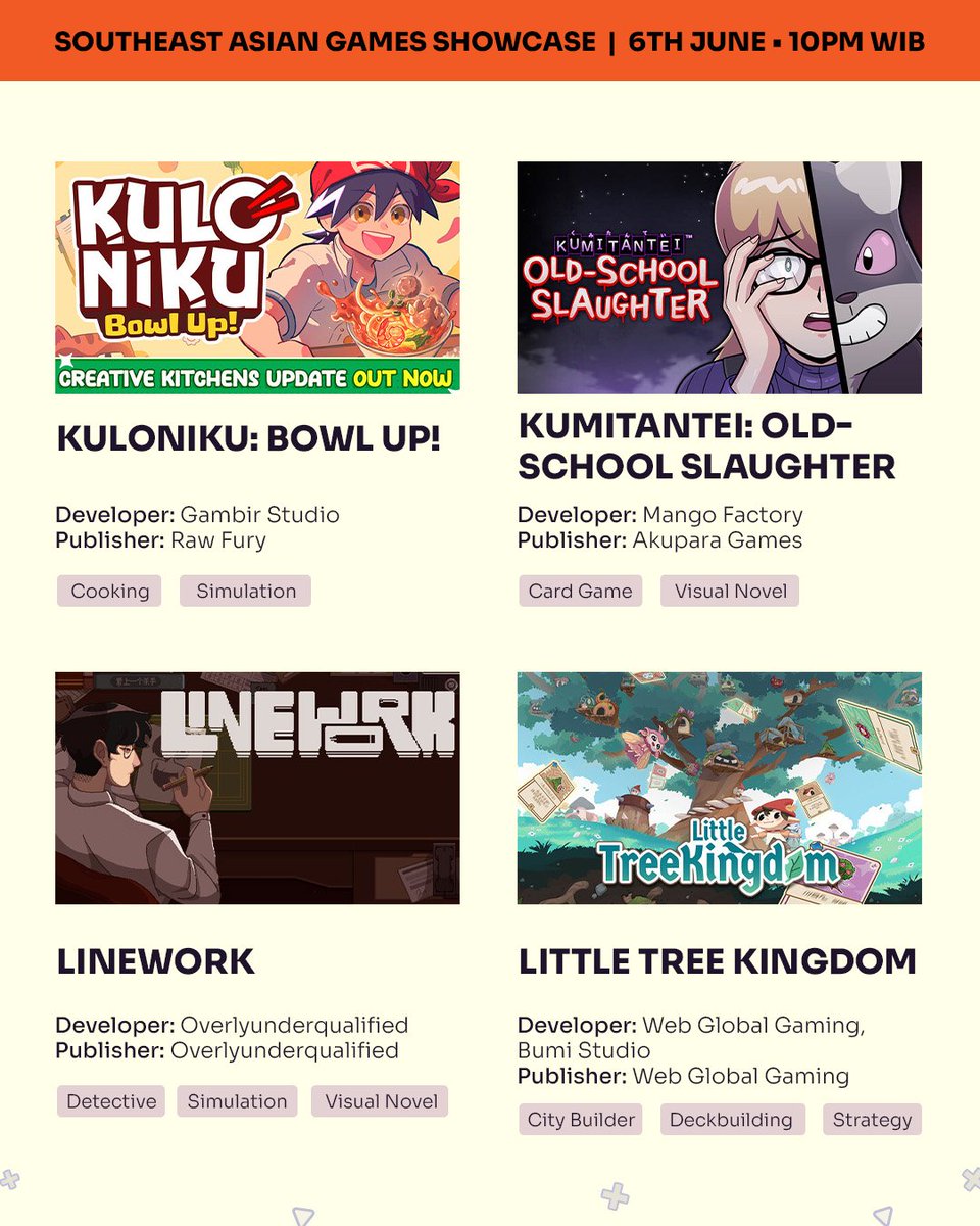 gamesfromID's tweet photo. KuloNiku: Bowl Up!
https://t.co/OQrbL95sFx

Kumitantei: Old-School Slaughter
https://t.co/uFKFftdeTS

Linework
https://t.co/G9MSusinEN

Little Tree Kingdom
https://t.co/bkcO9Fc9Mq https://t.co/YfzLGl4MCl