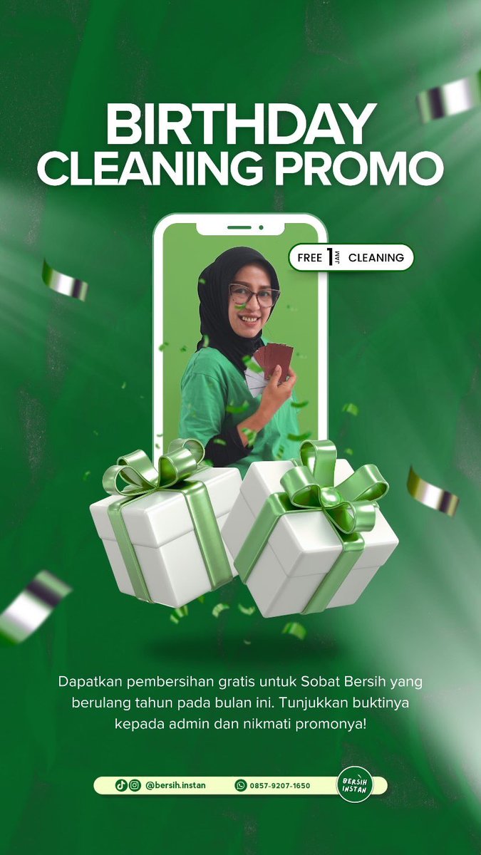 BersihInstan's tweet photo. Heii anak kos yang ultah bulan Juni! 🎉  
Kado dari #BersihInstan: Free 1 jam layanan pembersihan buat bikin kos kamu kinclong pas hari spesial.

Yuk claim vouchernya sebelum Juni habis! 

#Malang #Surabaya #Sidoarjo #Yogyakarta #UB #UM #UMM #UNNES #UGM #ITS #UMY #Bdaypromo https://t.co/YpIUnO6EgX