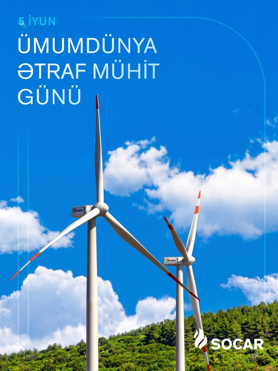 SOCARofficial's tweet photo. 🌿 5 iyun – Ümumdünya Ətraf Mühit Günüdür.

#SOCAR ekoloji məsuliyyət prinsiplərini rəhbər tutaraq enerji səmərəliliyi, dekarbonizasiya və dayanıqlı gələcək naminə həyata keçirilən təşəbbüslərə töhfə verməyə davam edir.🌍

#WorldEnvironmentDay #Environment #ESG https://t.co/16TvW3FlfF