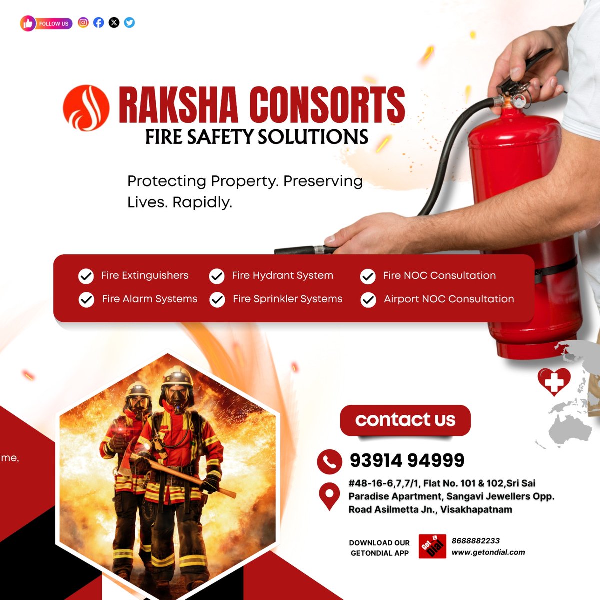 getondialapp's tweet photo. Complete Fire Protection Solutions in Visakhapatnam | Raksha Consorts | Available on GetOnDial
#FireSafety #FireProtection #FireAlarmSystems #FireHydrant #SprinklerSystems #FireNOC #EmergencySafety #FireSafetyServices #Visakhapatnam #GetOnDial
https://t.co/KHSvjpfp1L https://t.co/CGIrqsiit6