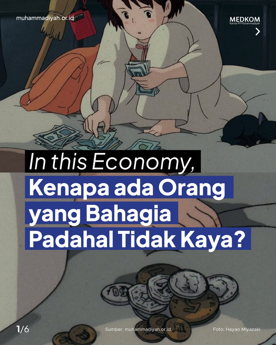 muhammadiyah's tweet photo. Siapa sih yang nggak butuh harta?

Semua butuh uang dan harta untuk bertahan hidup. Tapi ternyata konsep kebahagiaan bukan tentang seberapa banyak harta yang dipunya, tapi ada hal-hal lain yang mempengaruhinya, salah satunya Syukur.

#Syukur #muhammadiyah #IslamBerkemajuan https://t.co/aWP5o901BE