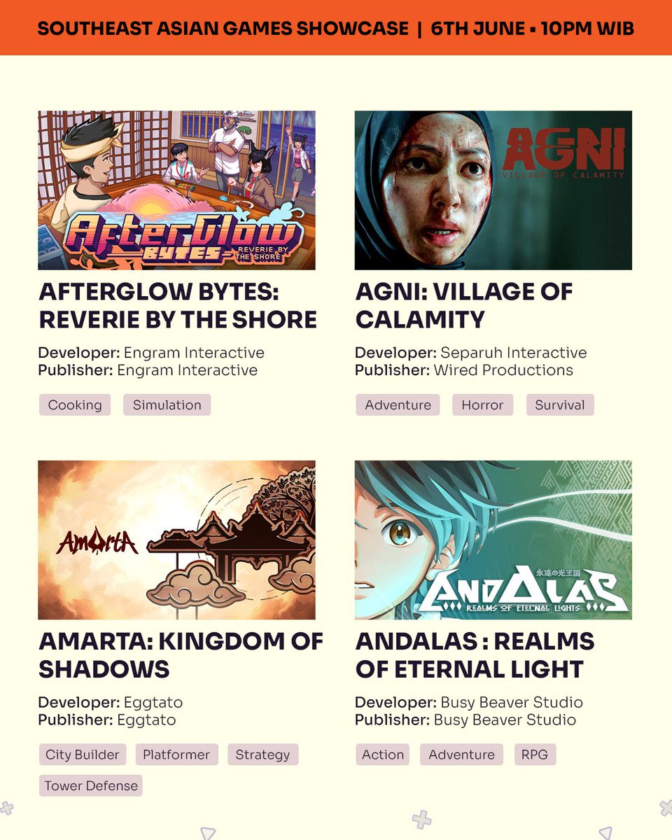 gamesfromID's tweet photo. Afterglow Bytes: Reverie by the Shore
https://t.co/bbfawfXfjT

Agni: Village of Calamity
https://t.co/YYff7Z9mWj

Amarta: Kingdom of Shadows
https://t.co/a51vWeOLgc

ANDALAS: Realms of Eternal Lights
https://t.co/GU5O3KFtyx https://t.co/rODKPPvCUx