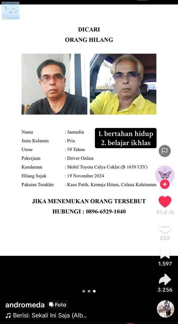baseconvo's tweet photo. 💚
💭 ‼️ DICARI ORANG HILANG ‼️ 
Mohon bantu share ya. Liat di komentar kakaknya katanya di CCTV pernah ada beliau di sekitaran Jonggol. Di kota manapun itu sekiranya kalian pernah liat, mohon bantu kontak yg tertera. Semoga di tahun ini ada kabar baik🥹 https://t.co/2ZR4l0Zxyx