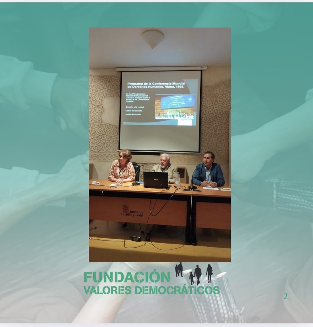 FVDemocraticos's tweet photo. Interesante charla entre la directora del Archivo Histórico Provincial de Segovia yAntonio González Quintana, especialista en Archivistica y Derechos Humanos. El acto fue presentado por Luis Martínez Zorzo
@fundacionvaloresdemocraticos
@fundacioncastillayleon 
@adelantadosegovia https://t.co/b1Sj7xfUmq