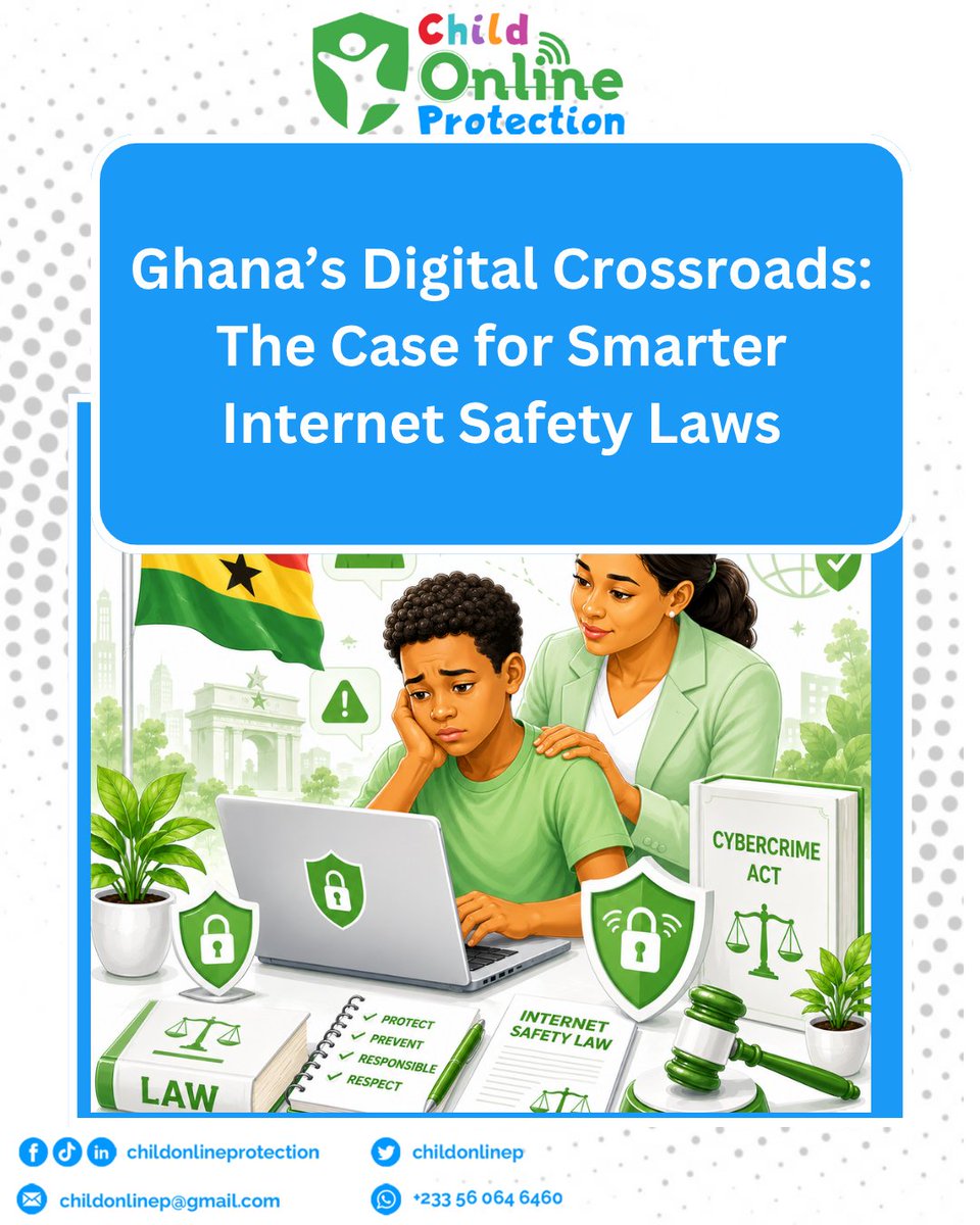 childonlinep's tweet photo. 📢 New Blog Alert
What separates countries with effective internet safety laws isn't money or technology ,  it's political will and smart legislation.

Read our latest article: "Ghana’s Digital Crossroads: The Case for Smarter  Internet Safety Laws"
 https://t.co/NanzLLWpIs https://t.co/dnc1zmHr8T