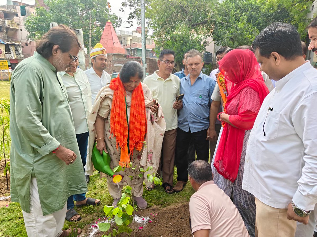 sunitadayalbjp's tweet photo. विश्व पर्यावरण दिवस के पावन अवसर पर आज भारतीय जनता पार्टी, गाजियाबाद महानगर द्वारा विजयनगर स्थित एल ब्लॉक में विशेष वृक्षारोपण कार्यक्रम का आयोजन किया गया। इस अवसर पर बड़ी संख्या में कार्यकर्ताओं एवं स्थानीय नागरिकों ने सहभागिता कर पर्यावरण संरक्षण का संकल्प लिया। https://t.co/hRAlZyDUrN