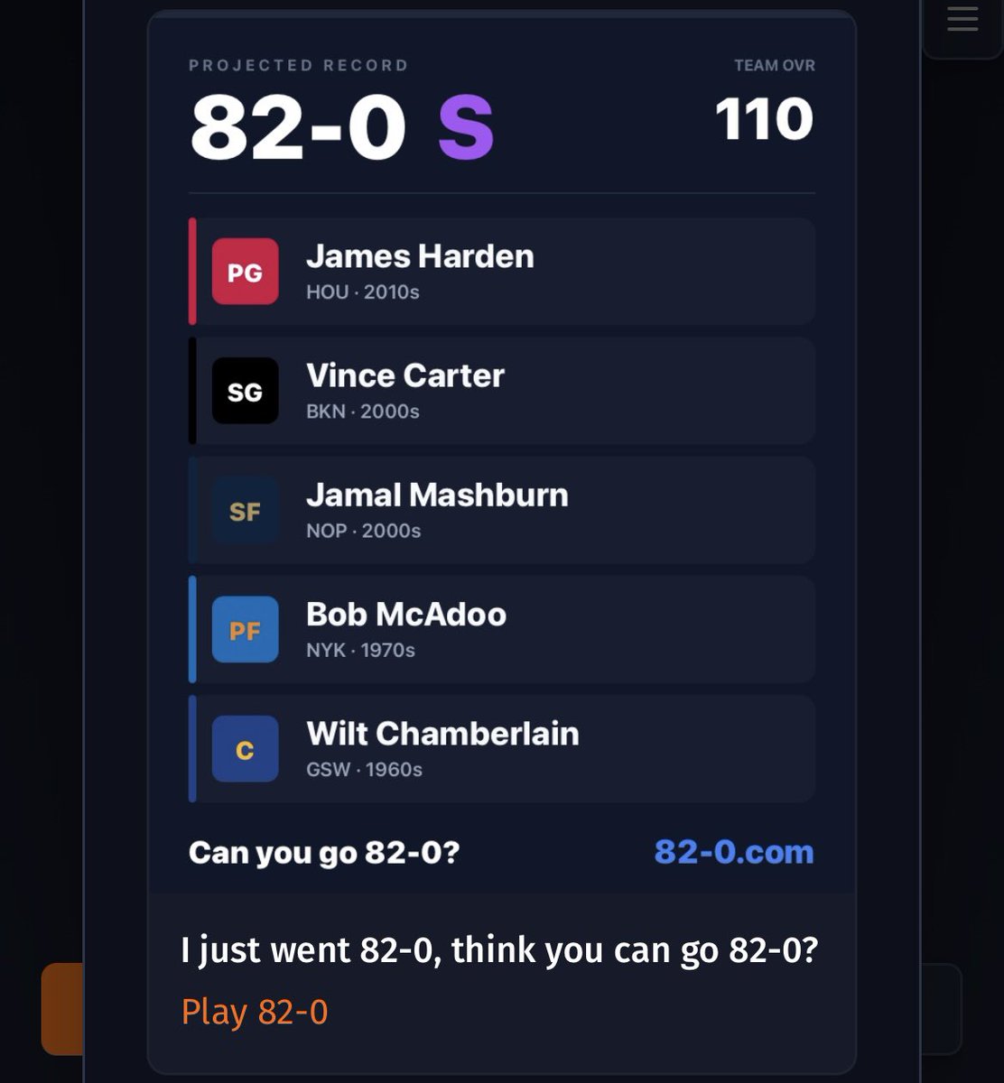 InvinceableCard's tweet photo. @ByNateTaylor Wilt really is the cheat code for this 😂 https://t.co/z2svaKdQaD