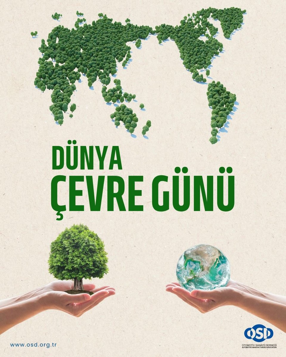 OSDTurkiye's tweet photo. Dünyanın yarını, bugünkü adımlarımıza bağlı. Sürdürülebilir gelecek için çevremizi ve doğamızı korumak bizim ellerimizde. Dünya Çevre Günü kutlu olsun. #OtomotivSanayiiDerneği #DünyaÇevreGünü https://t.co/KCUqDr51JN