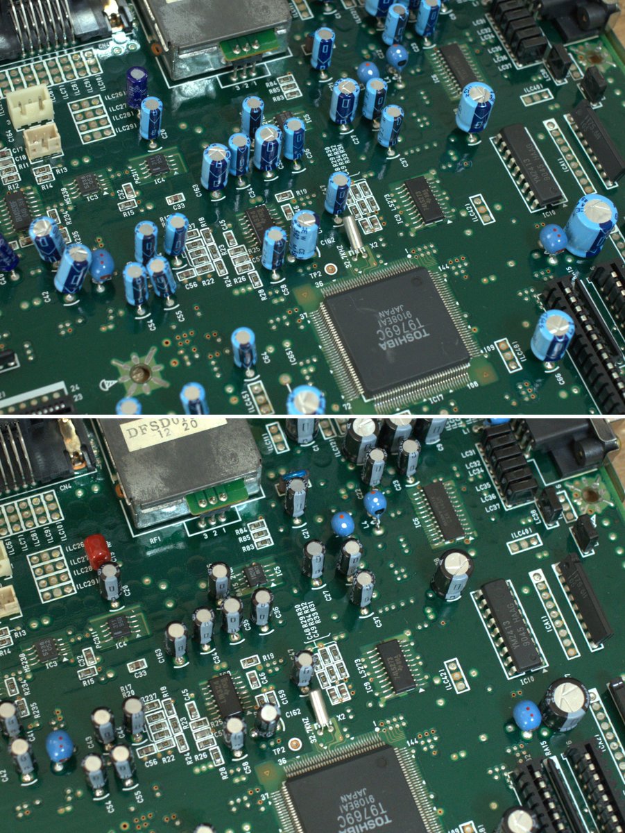 メイン基板電解コンデンサーを総交換し、金属端子類を清掃しました