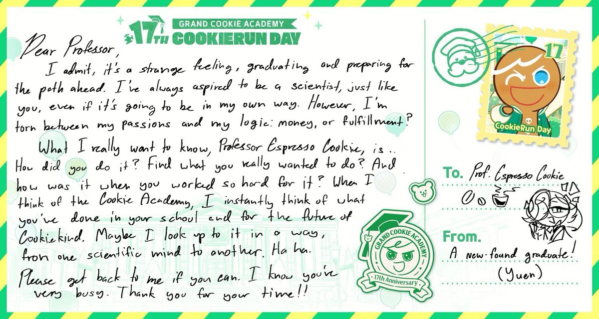 AbsolPolaroid's tweet photo. @CookieRun #CookieRun17th_CookieLetter 

Maybe it’s best if I put my thoughts on paper? https://t.co/lfSe7iuLUY