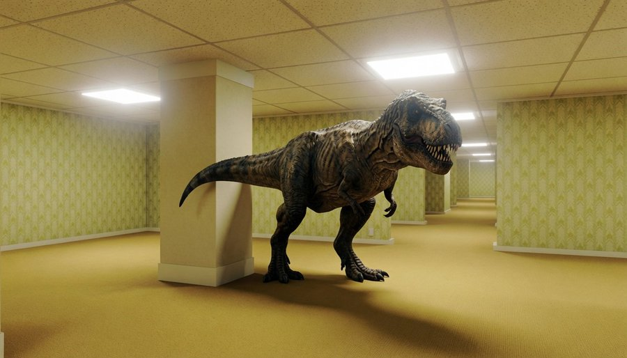 BackroomLore's tweet photo. @user__NULL Ban CGI Dinosaurs in the $backrooms https://t.co/pRn02JISHG