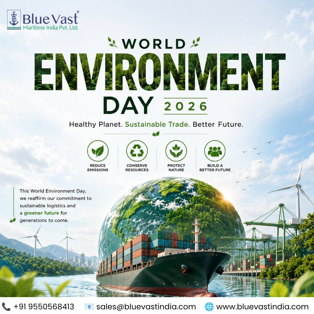 Bluevast_india's tweet photo. 🌍 World Environment Day 2026 🌱
📞 +91 9550568413
🌐 https://t.co/yrYd1hfWOI
📧 sales@bluevastindia.com
#WorldEnvironmentDay #EnvironmentDay2026 #BlueVastMaritime #Sustainability #FreightForwarding #GlobalTrade #EcoFriendly #SupplyChain #ProtectNature #CustomsClearance https://t.co/PHcvI8A52I