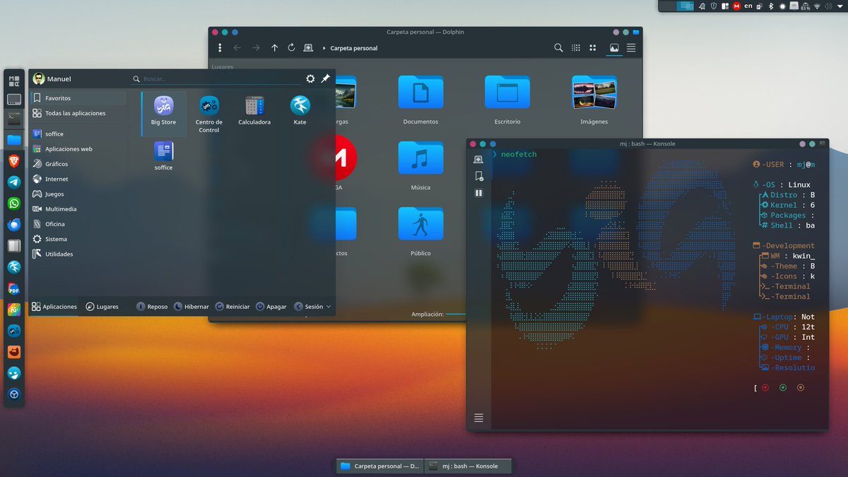 max3wer's tweet photo. Les deseo que tengan un feliz y tranquilo #ViernesDeEscritorio #KDE #kdeplasma #BigLinux #GNU/Linux #VantPC https://t.co/1fpOOJ8OmC