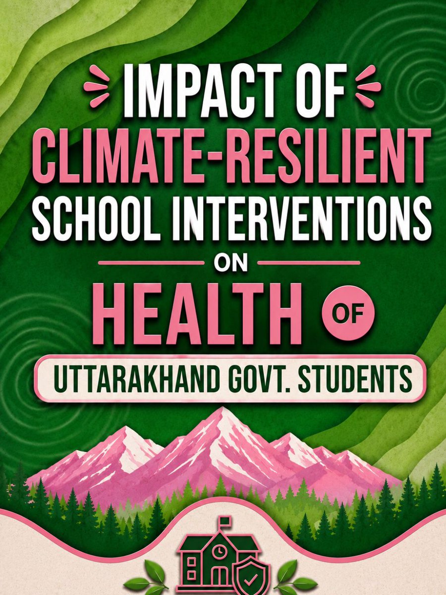 banegaswasthind's tweet photo. #BanegaSwasthIndia | Climate resilience is about people as much as it is about the planet. In Uttarakhand, climate-resilient school interventions have led to measurable improvements in student health and hygiene.

- 18.3% improvement in hygiene practices
- 94.1% students washing hands with soap and water
- 71.4% awareness of proper handwashing steps
- 44.3% reporting better health-related quality of life
- High student attendance
- Zero bacterial or parasitic infections detected

When schools become resilient, students become healthier, safer, and better prepared for the future.

#WorldEnvironmentDay #ClimateResilientSchools #Uttarakhand #SustainableDevelopment #SchoolHealth #PublicHealth #ClimateAction #EducationForAll