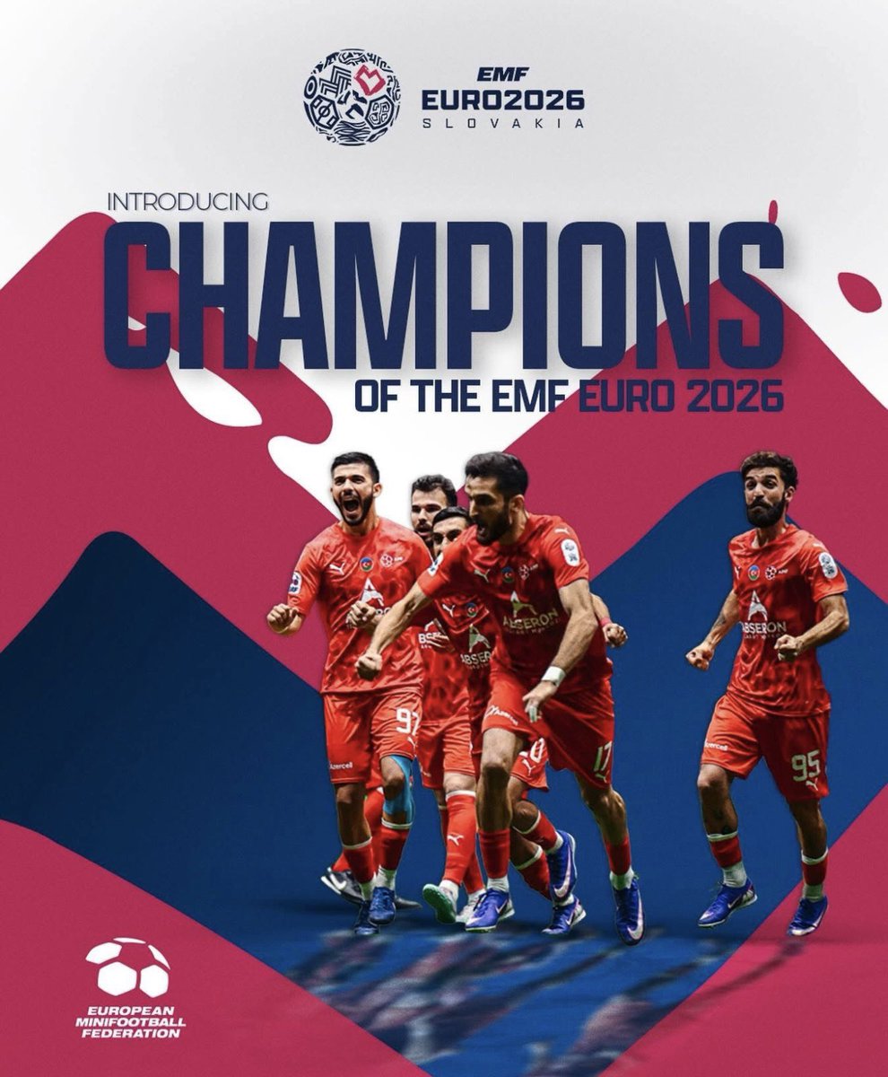 MuradNajafbayli's tweet photo. Azerbaijan Minifootball National Team are European champions for the second time! 🇦🇿⚽️💪
Congratulations! 🇦🇿✌️
#EMFEuro2026 #minifootball https://t.co/mr90Ujbvci