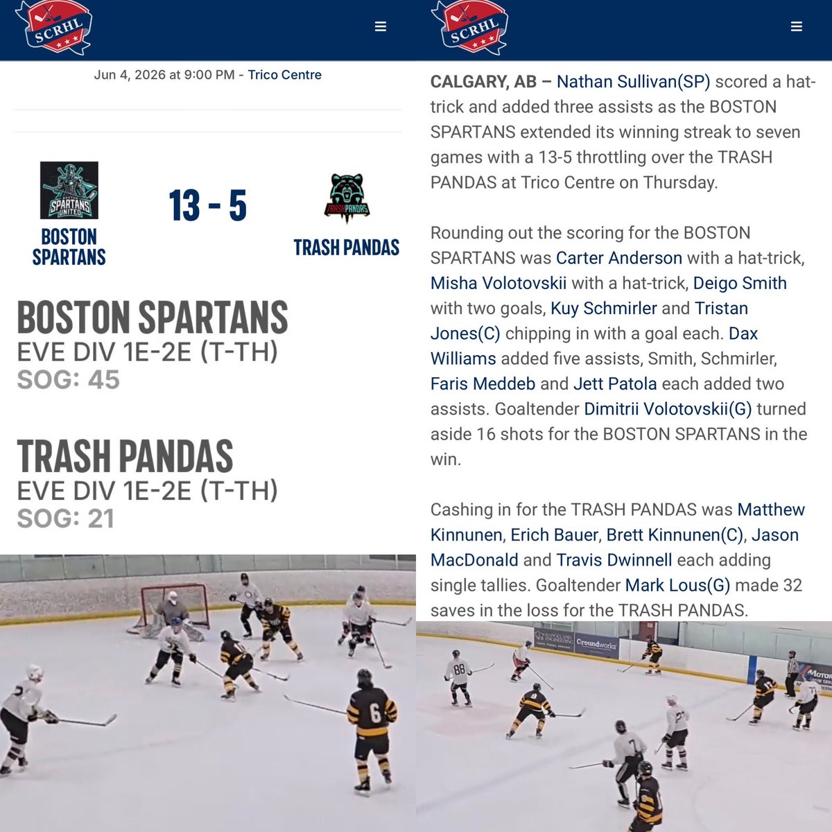SCRHL's tweet photo. SCRHL Spring &amp; Summer Season games @cardelrecsouth2 and @TricoCentre from the evening of June 4, 2026 🥅🏒 https://t.co/Xhjevi6uwM