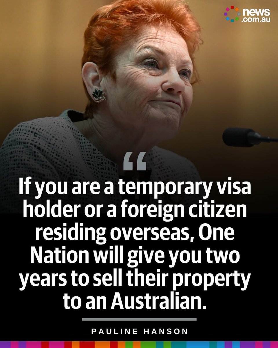 GreenTyler27's tweet photo. When young Australians can’t afford a home, the first question should be: who gets first access to Australian housing? One Nation’s answer is very simple: Australians.

Or put another way, in a housing shortage, should Australian citizens be competing against overseas investors and temporary residents for the same housing stock? We don’t think so.